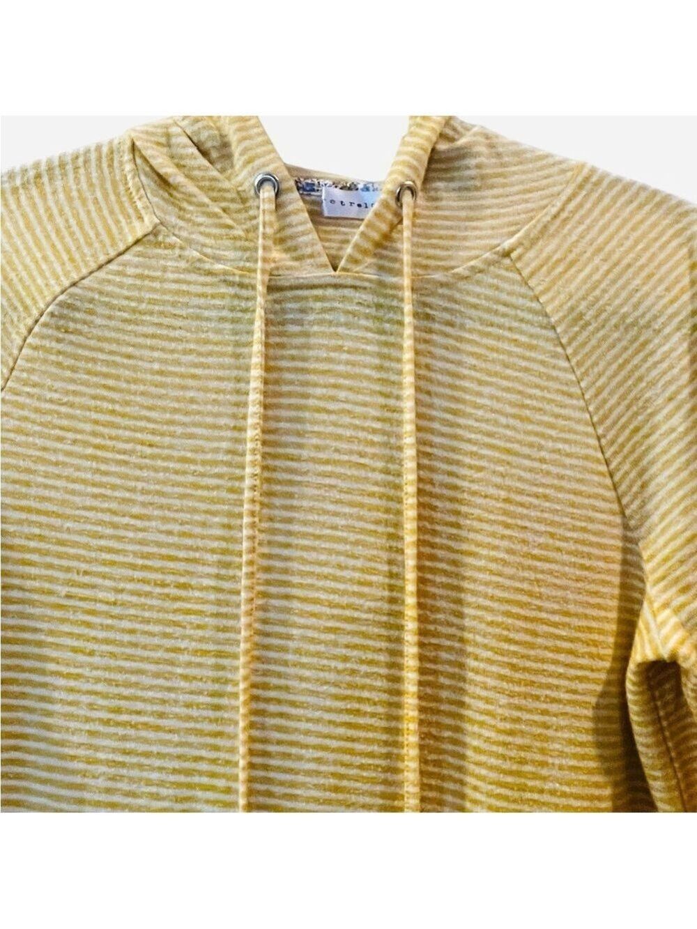 Retrology Women’s Hoodie Shirt Yellow White Striped Lightweight Size: Small - Picture 4 of 5